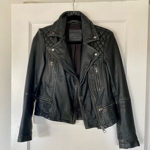AllSaints cargo leather biker jacket size 4